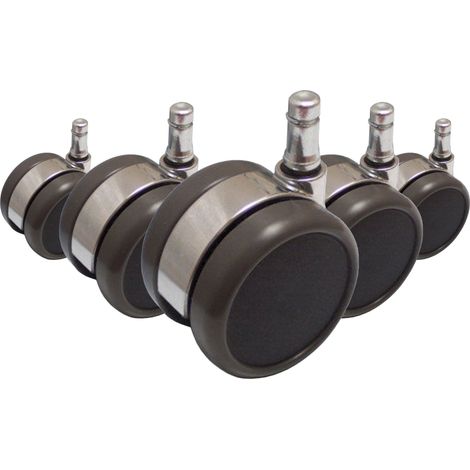 5x Design-Rollen ROLO LUX 11mm / 65mm Büro-Stuhl-Rollen für Hartböden Chrom (5er Pack) hjh OFFICE (1/4)
