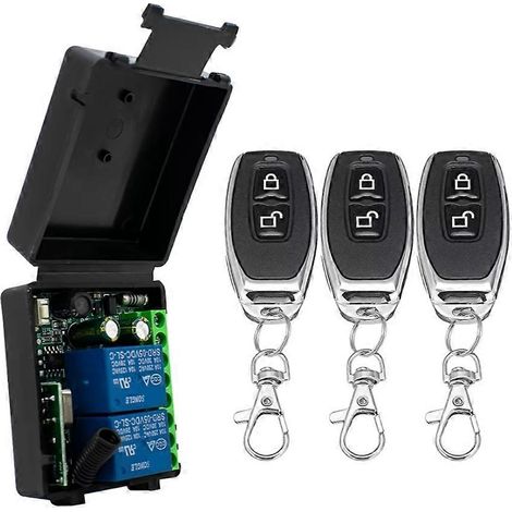 Interrupteur de télécommande sans fil 433 MHz, relais 85-256 V CA, module récepteur 2 canaux pour portes de garage, rideaux, éclairage (1/5)