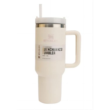 Bouteille isotherme en acier inoxydable - Étanche, avec poignée et paille - Gobelet à café étanche pour la maison, le bureau et la voiture - Couleur crème (1/5)