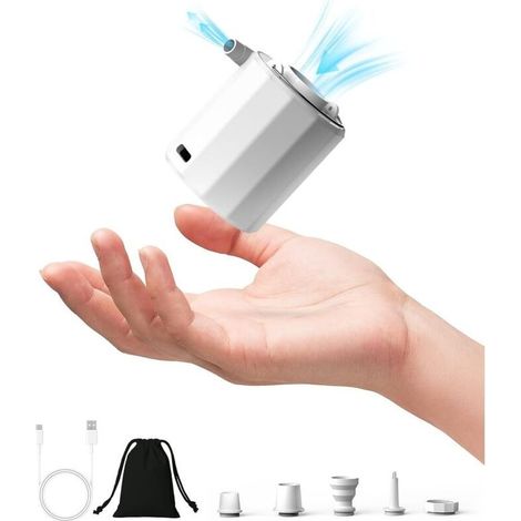 Tiny Electric Air Pump, for Airbeds and Inflatable Toys, Swimming Rings, Airbeds, Portable Device with Bottom Light (1/4)
