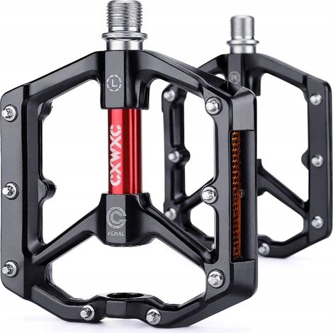 Pedales de plataforma de aluminio CXWXC para bicicleta con pines y reflectores, mecanizados. (1/5)
