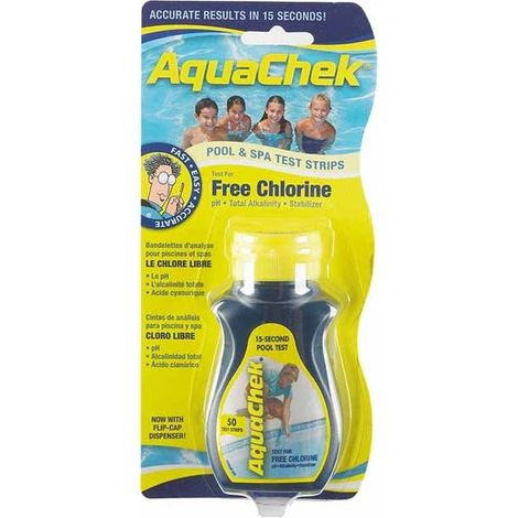 AquaChek Gelb 50 freie Chlor-Teststreifen für Schwimmbäder Schnelltest für Pools