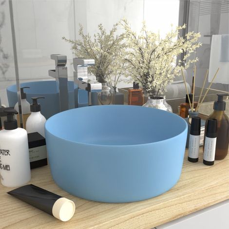 Lavabo rond de luxe Bleu clair mat 40x15 cm Céramique 2 (1/5)