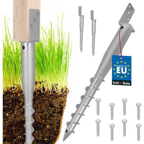 KOTARBAU® Base per palo a L, ancoraggio a terra in acciaio per recinzioni e gazebo, 60 x 735 mm, set da 2