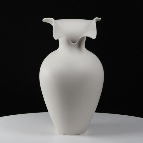 Jarrón decorativo de cerámica blanca París con collar decorativo - 42 cm (1/5)