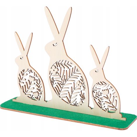 DECORACIÓN DE PASCUA CON CONEJOS Y FLORES DE MADERA