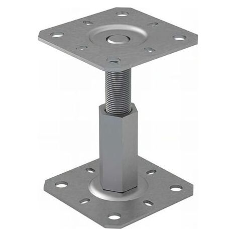Fixtout – Verstellbarer Pfostenfuß – 130 x 130 mm Platte – Verzinkter Stahl – Höhenverstellbar 100–150 mm – Langlebige Außenbefestigung (1/5)