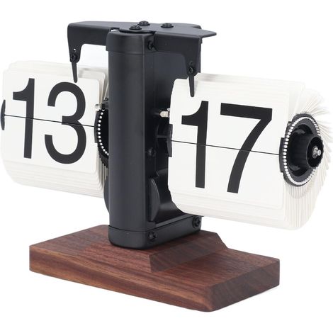 Horloge Rétro Flip, Horloge Mécanique, Petite Forme d'équilibre de 24 Heures, Style Minimalisme pour Le Salon (Page Blanche d'étagère Noire) (1/5)