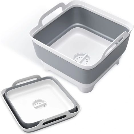 Baignoire de camping pliable de 12 litres, évier de cuisine, accessoires de cuisine, rectangulaire avec bonde (Girs) (1/4)