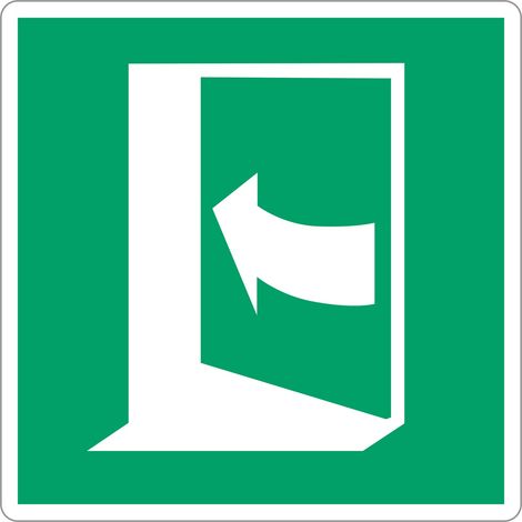 Pannello adesivo ISO 7010 "Porta di emergenza con apertura a sinistra" - E022 (1/2)