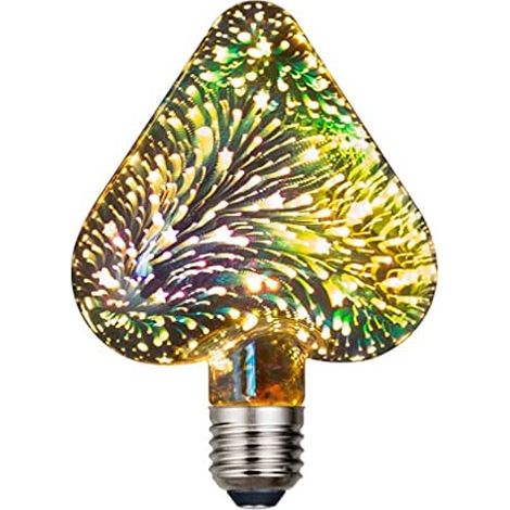 Ampoule LED Bulbright style Edison vintage, 3 W, à filament, 3D, 300 lumens, blanc chaud 3000 K, culot E27, AC85-265V (forme cœur), lot de 1. (1/5)