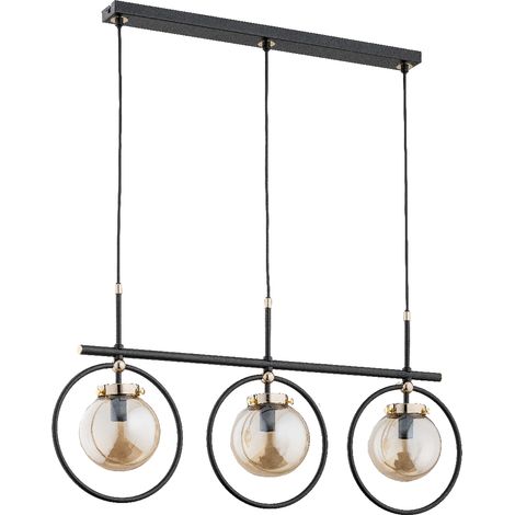 Suspension moderne noire verre ambré 3xE14 Alfa Emiko (1/3)