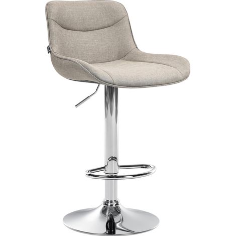 Taburete de bar x1 giratorio forma ergonómica costura decorativa en tela topo estructura de metal cromado 100005769