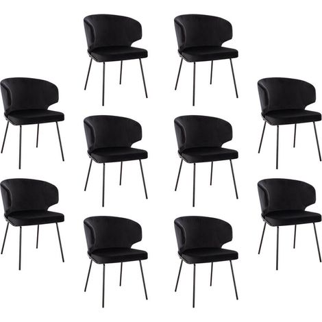 HOME DELUXE - Polsterstuhl AMARA- 10 Stück, Farbe: Samt Schwarz - weiche Polsterung, bis 120 kg belastbar I Küchenstuhl Speisestühle Esszimmerstühle  Stuhl Polsterstuhl Esszimmerstuhl Esszimmerstühle