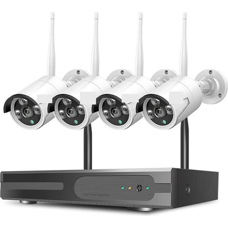Système de caméra de sécurité à domicile 8CH 3MP HD extérieur IR Vision nocturne vidéosurveillance 4 pièces caméra de sécurité IP 1536P WIFI système de vidéosurveillance sans fil NVR Kit HDD ( Size : (1/5)
