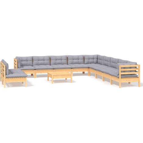 Maison Exclusive - Juego de muebles de jardín 12 pzas y cojines m (1/5)