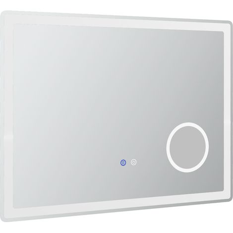 CHICFURN Espejo LED de baño 80x60 cm de vidrio blanco, 3 colores, antivaho (1/5)