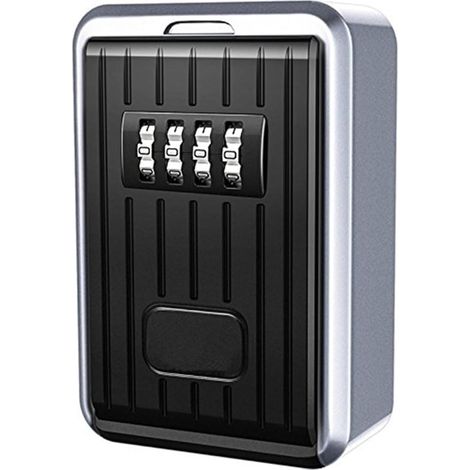 Petit coffre-fort Boîte de verrouillage, boîte étanche à combinaison à 4 chiffres en alliage d'aluminium, cache-clé résistant aux intempéries avec mur de stockage de clé de code réinitialisable (1/5)
