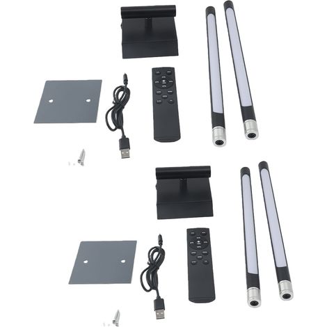 Set aus 2 magnetischen, kabellosen, wiederaufladbaren, dimmbaren und batteriebetriebenen Wandleuchten mit Touch-Licht und Fernbedienung für Schlaf- und Wohnzimmer (schwarz). (1/5)