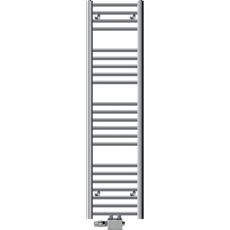 ECD Germany Radiatore da Bagno Radiatore Scaldasalviette 300 x 1400 mm Cromato Dritto con Attacco Centrale Radiatore Asciugabiancheria incl. Termostato con Passaggio Universale Termoarredo
