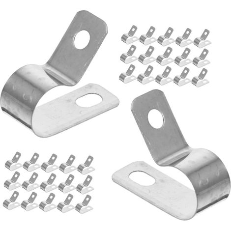 Lot de 50 Clips Câble Acier Inoxydable 6mm Argenté Fixation Fils Électriques Maison Bureau