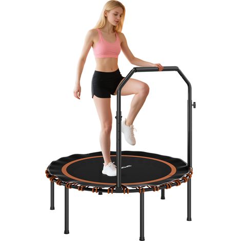 40-Inch Foldable Fitness Trampoline with Handle for Rebounding, Orange Color, Ideal for Home Workouts