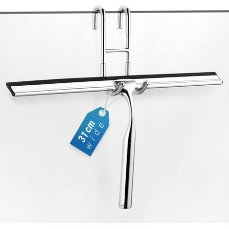 Duschabzieher Edelstahl 31cm verlängert ohne Bohren mit Wandaufhänger (1/5)