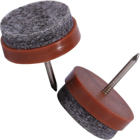 Lot de 20 patins en feutre antidérapants pour pieds de meubles (tables, chaises, etc.), marron, 24 mm. (1/5)