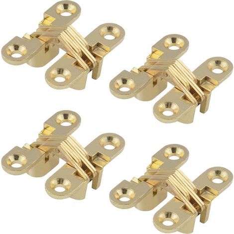 CCYKXA Hidden Hinge, Cross Hinges, Invisible Hinge, Invisible Cross Hinges for 180 Degree Folding Door, for Furniture, Wooden Door, Cabinet, Cupboard, Wooden Box, 4 Pack