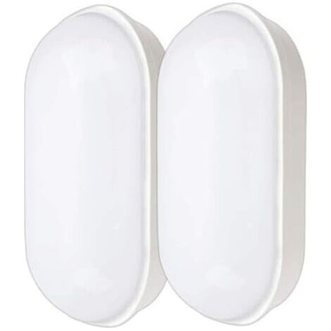 Plafonnier LED, 20 W, 2 200 lm, éclairage de cave, plafonnier ovale, applique murale étanche IP55, pour salle de bain, garage, couloir, atelier, jardin, balcon, blanc neutre, 2 pièces (1/4)