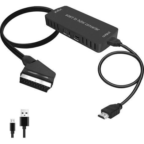 Convertitore da HDMI a HDMI, adattatore audio/video HDMI con ingresso/uscita 16:9/4:3 e cavo HDMI per monitor HDTV, proiettore, decoder, lettore VHS, Xbox, PS3, Sky, lettore Blu-ray. (1/5)