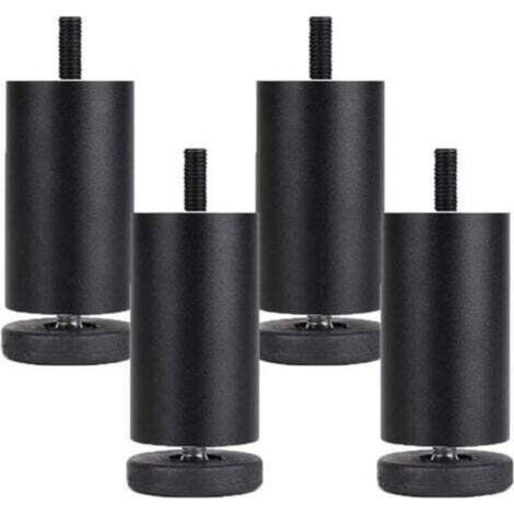 Set of 4 adjustable furniture legs made of aluminum alloy, round metal furniture legs, for table, sofa, bed, black (10 cm) (1/4)