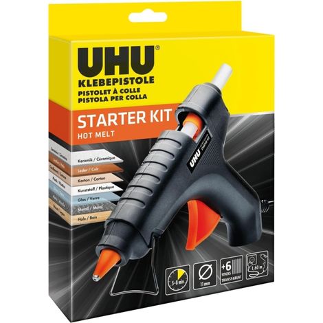 Pistolet à colle Hot Melt Starter Kit, noir/orange + 6 recharges de colle (1/3)