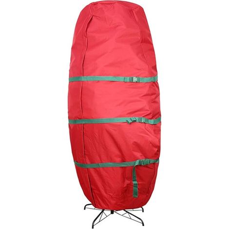Sac de Rangement pour Sapin de Noël de Grande capacité, Housse Anti-poussière Robuste, Sacs de Rangement imperméables Pliables, étuis de Rangement avec poignées,Rouge,89×190cm