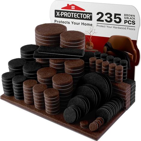 235 PCS Patins en Feutre Auto-Adhésifs - Patins pour Meubles Marron et Noir - Patin Meuble - Patin Feutre Autocollant - Patins Glisseurs pour Meubles - Protégez Vos Sols (1/5)