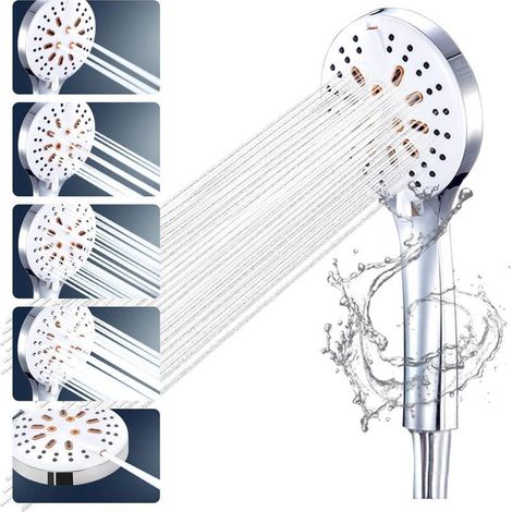 Pommeau Douche Haute Pression Pomme de Douche Anti Calcaire Filtrant 5 Modes Pomme Douche Economiseur Universelle douchette (1/5)