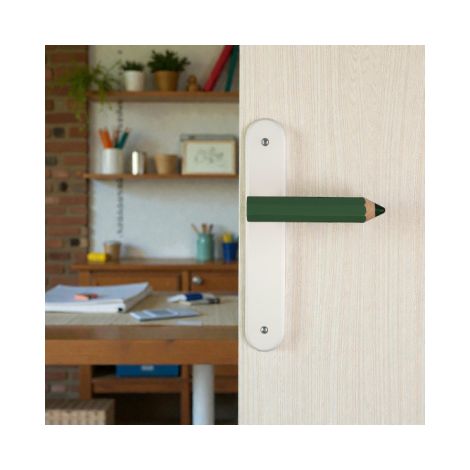 Ouvre&Déco – 1 poignée seule de porte en Bois vert CRAYON HEXA, style Arty Fantaisie
