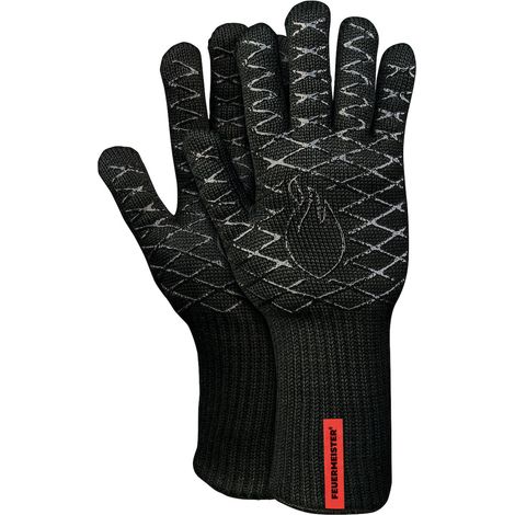Feuermeister BBQ Paar Aramid Grillhandschuhe 5 Finger Grillfingerhandschuh Gr 12