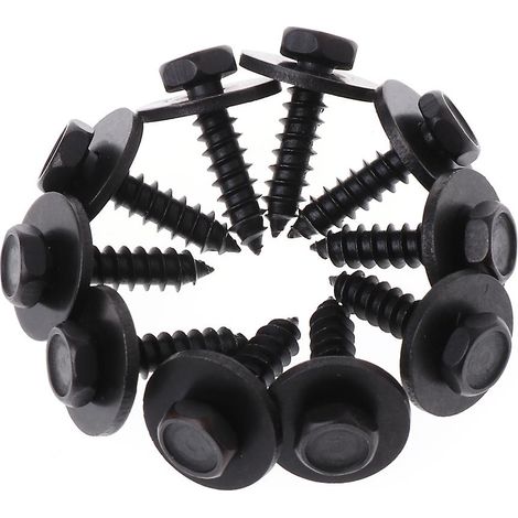 10 vis autotaraudeuses 4,8 x 19 mm avec rondelle intégrée et tête hexagonale de 8 mm, noires (1/5)