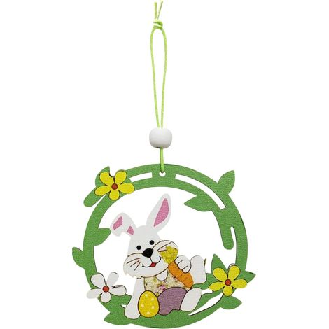 Décorations de Pâques Pendentif Fête avec Cordon Panneau en Bois en Forme de Lapin de Pâques pour Couloir Salle de Bain Cuisine Bureau Maison (1/5)