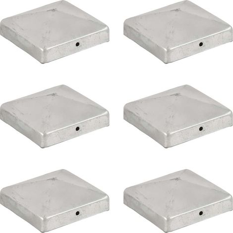 vidaXL Tapas para postes de valla 6 unidades metal galvanizado 91x91mm (1/5)