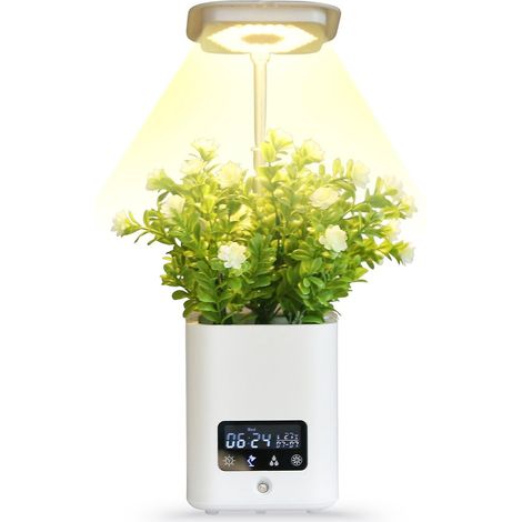 Intelligenter Pflanzkasten für Zimmerpflanzen, Indoor-Gartenleuchte mit LED-Tischlampe, Uhr und Luftbefeuchter A