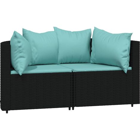 Maison Exclusive - Garten-Ecksofas mit Kissen 2 Stk. Schwarz Poly