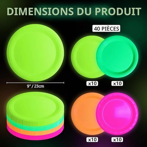 Glow in the Dark Plates Neon Party Paper Plates Party Supplies (1/3)