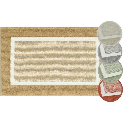 Tapis de Bain antidérapant - Doux et Moelleux - Tapis de Douche pour Salle de Bain - Antidérapant - Lavable - 40 x 60 cm + 50 x 80 cm - Taupe (1/5)