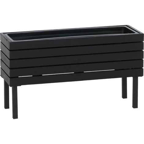 Fioriera vaso HHG-453, fioriera rettangolare da esterno in acciaio color acacia 36x62x22cm, MVG, nero