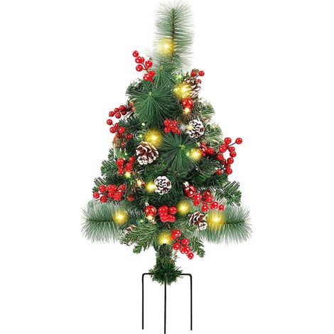 Sapin De Noël Avec Guirlandes Lumineuses Intégrées,Décoration D'Extérieur Avec Baies Et Pommes De Pin Décoration De Guirlandes Lumineuses Pour Sapin De Noël,Pour le Jardin le Porche d'Entrée l'Allée