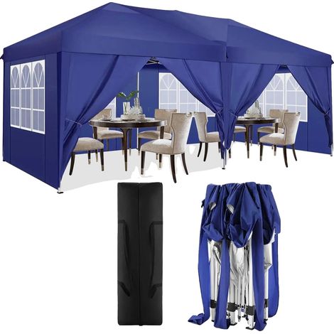 Gazebo, Tissu Imperméable, Hauteur Réglable (1/2)