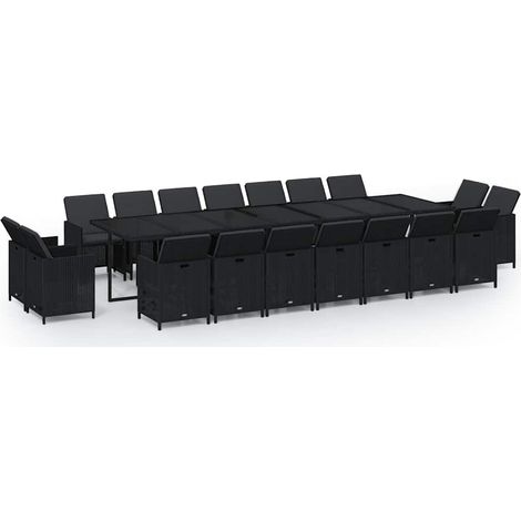 Maison Exclusive - Set da Pranzo per Giardino 19 pz con Cuscini in Polyrattan Nero (1/5)