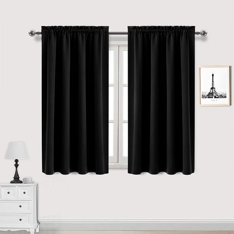 Lot de 2 Rideau Passe Tringle Tenture Opaque Décoration de Petite Fenêtre Chambre Placard/Porte/Cuisine, L96 x H114cm, Beige (1/4)
